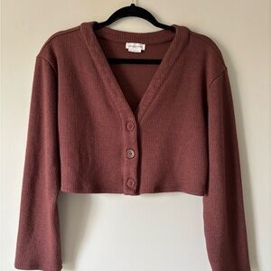 Lovers + Friends Cropped Cardigan sweater brown medium revolve